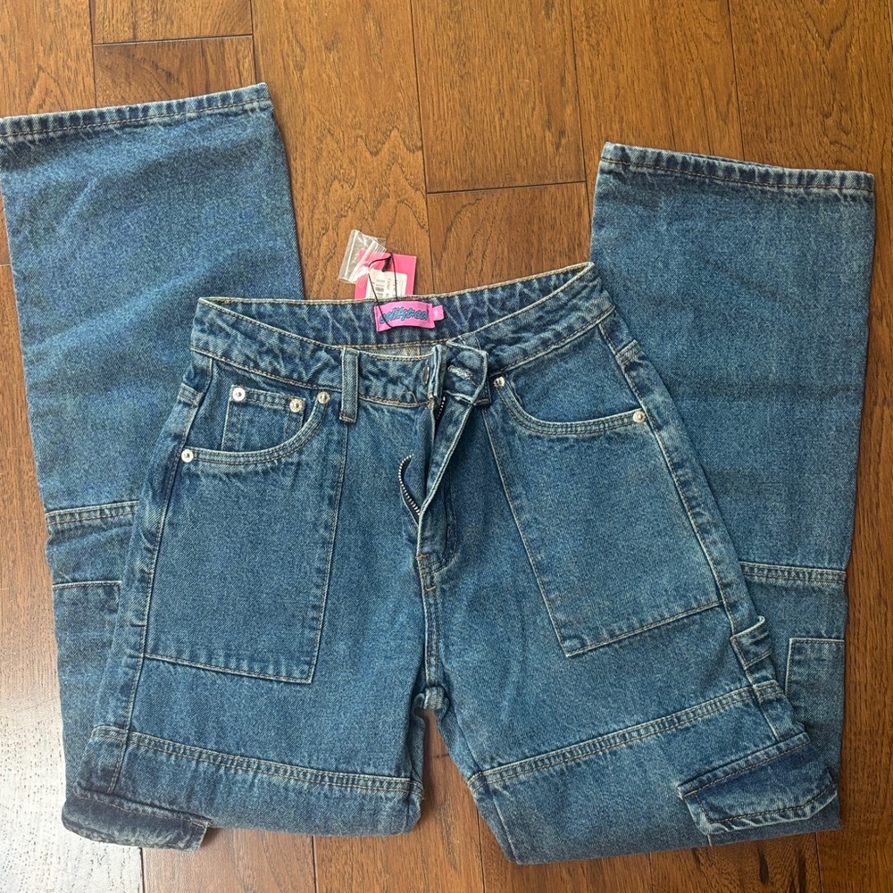 EDIKTED Blue Denim Jeans NWT